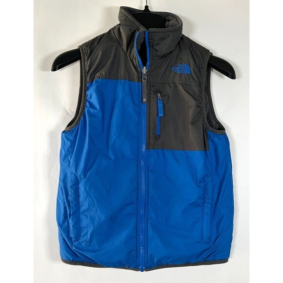 North Face Reversible Vest Medium 10-12 Fleece Lined Blue Gray Gorpcore‎ Camping - Picture 1 of 12
